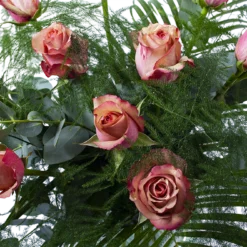 Boeket Rosa Roze Middel -Goedkope Groen Tuin Geluk Winkel boeket rosa roze boeketten 3 2