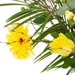 Boeket Vrolijk Geel Klein -Goedkope Groen Tuin Geluk Winkel boeket vrolijk geel boeketten 3 2