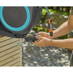 Wandslangenbox RollUp - S - 15m - Blauw - Gardena -Goedkope Groen Tuin Geluk Winkel wandslangenbox rollup s 15m blauw gardena 5 7