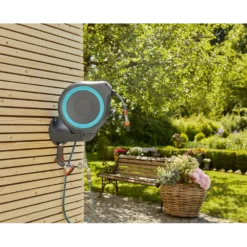 Wandslangenbox RollUp - S - 15m - Blauw - Gardena -Goedkope Groen Tuin Geluk Winkel wandslangenbox rollup s 15m blauw gardena 6 7